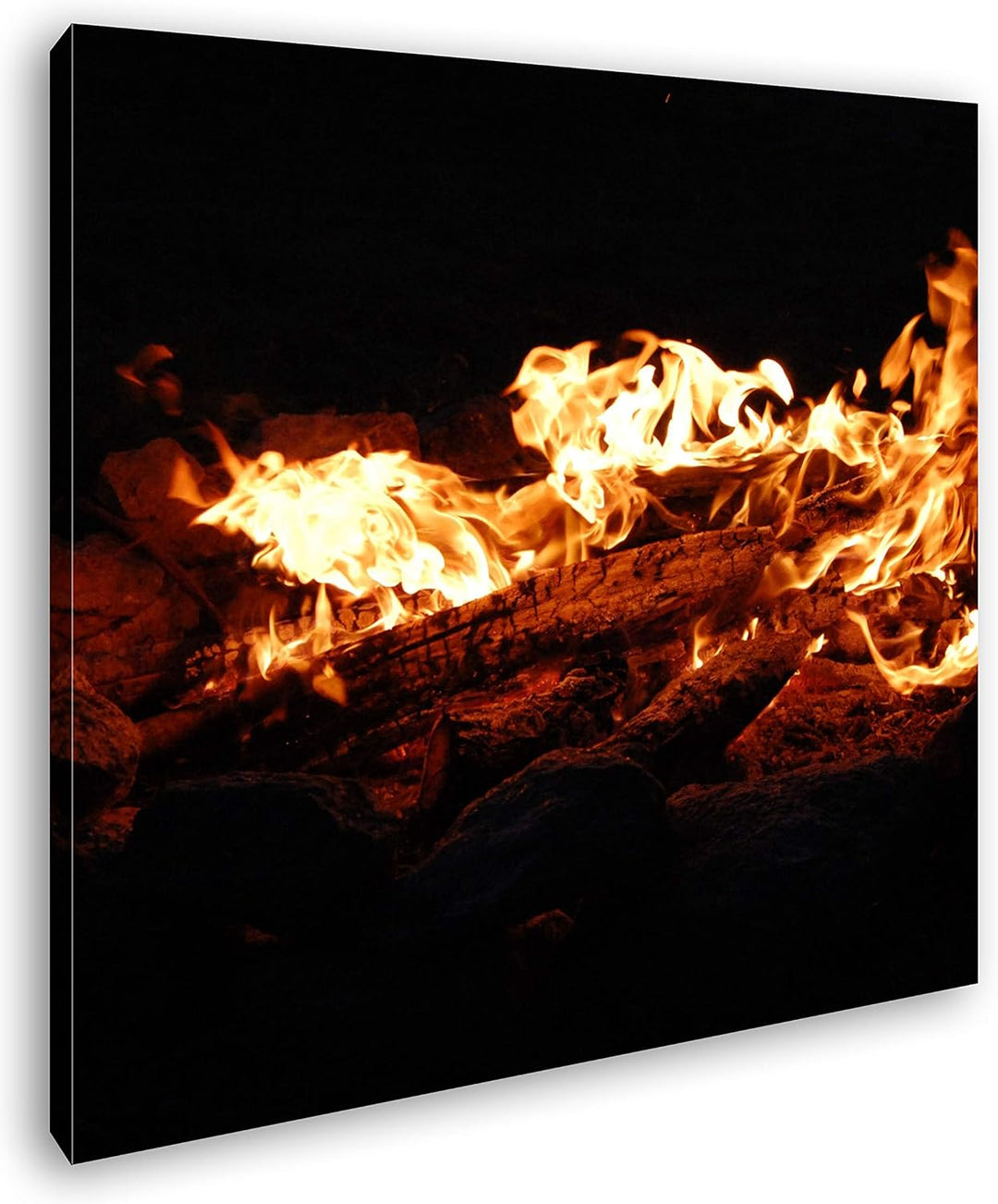deyoli Dark heisses Lagerfeuer bei Nacht im Format: 70x70 als Leinwandbild, Motiv fertig gerahmt auf