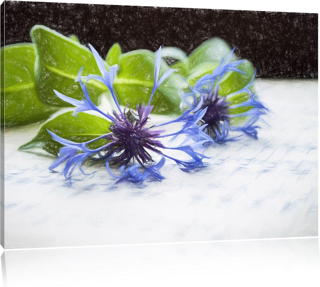 Pixxprint Notenblatt mit Kornblume als Leinwandbild/Grösse: 100x70 cm/Wandbild/Kunstdruck/fertig bes