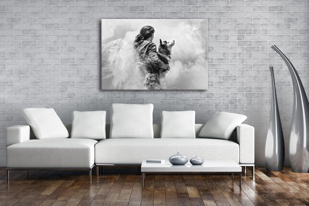 deyoli edler Husky Format: 100x70 Effekt: Schwarz/Weiss als Leinwand, Motiv fertig gerahmt auf Echth