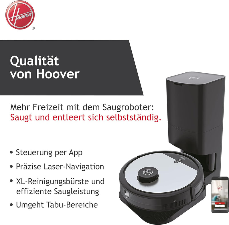 Hoover HG5 Saugroboter mit Absaugstation & App-Steuerung mit Karte und Zeitplan – DRY PRO Roboter St