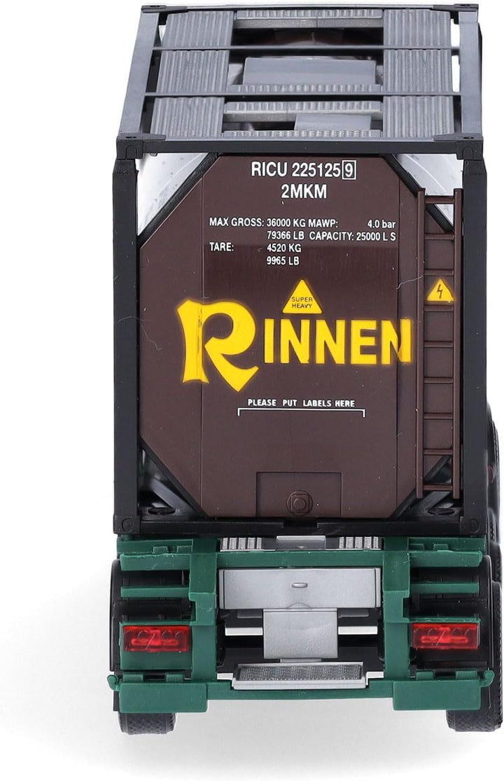 herpa LKW Modell Mercedes-Benz Actros 18 Streamspace 2.3 Tankcontainer-Sattelzug Rinnen, Miniatur im