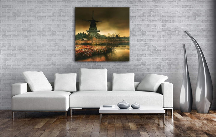 deyoli gigantische Windmühlen Format: 70x70 als Leinwandbild, Motiv fertig gerahmt auf Echtholzrahme