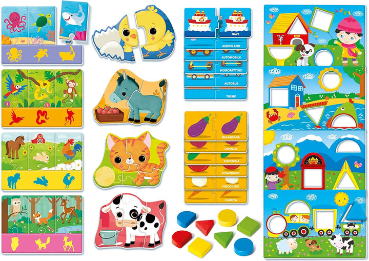 Clementoni - Sapientino Baby Primi Lernspiel 1 Jahr (italienische Version), Spiele Montessori, Made