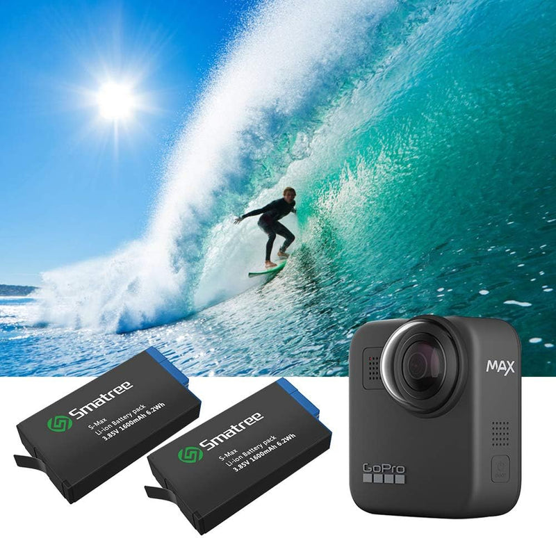 Smatree-Akku (2er-Pack) Mit 3-Kanal-Ladegerät für GoPro Hero Max