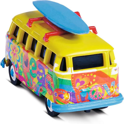 Carson 500504150 1:87 VW T1 Bus Flower Power 100% RTR - Fahrfertiges Modell, 2.4 GHz Fernsteuerung m