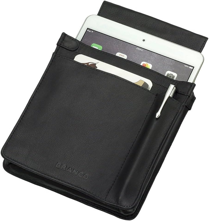 Ledershop24 Profi Leder Tablet-Kellnertasche passend für iPad mini bis 8 Zoll wahlweise mit Reissver