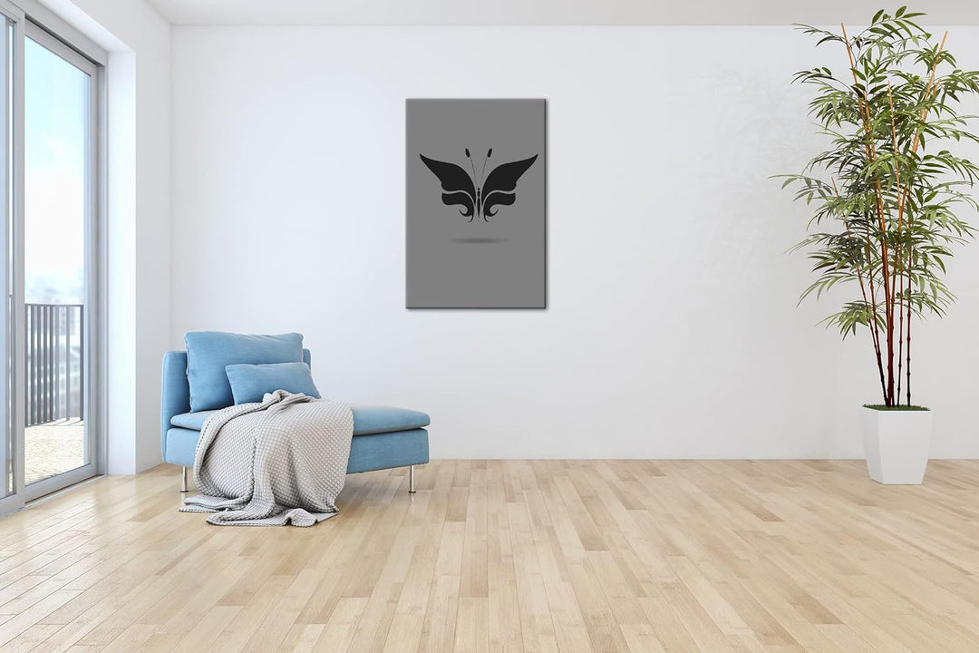 deyoli Schmetterling Logo Format: 80x60 Effekt: Schwarz&Weiss als Leinwandbild, Motiv fertig gerahmt