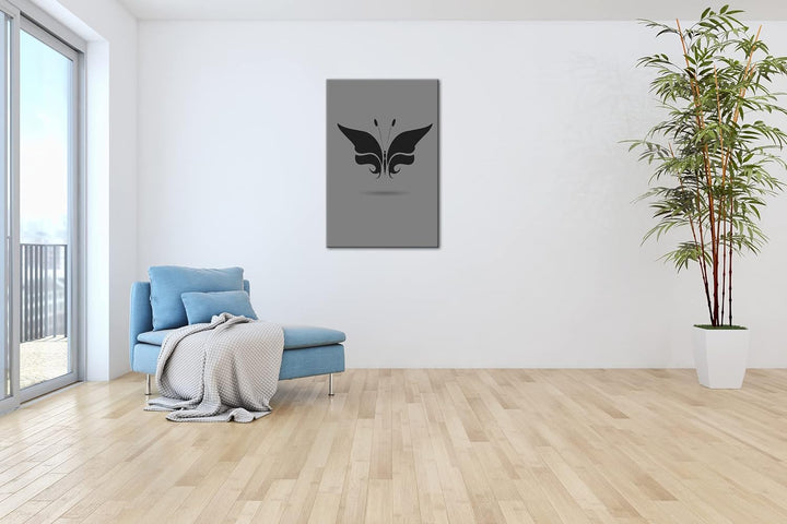 deyoli Schmetterling Logo Format: 80x60 Effekt: Schwarz&Weiss als Leinwandbild, Motiv fertig gerahmt
