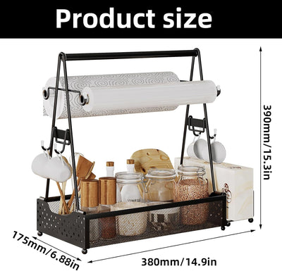 Grill-Caddy, Grill-Utensilienbehälter, BBQ-Caddy mit Papierhandtuchhalter und 4 Haken Küchen-Gewürz-