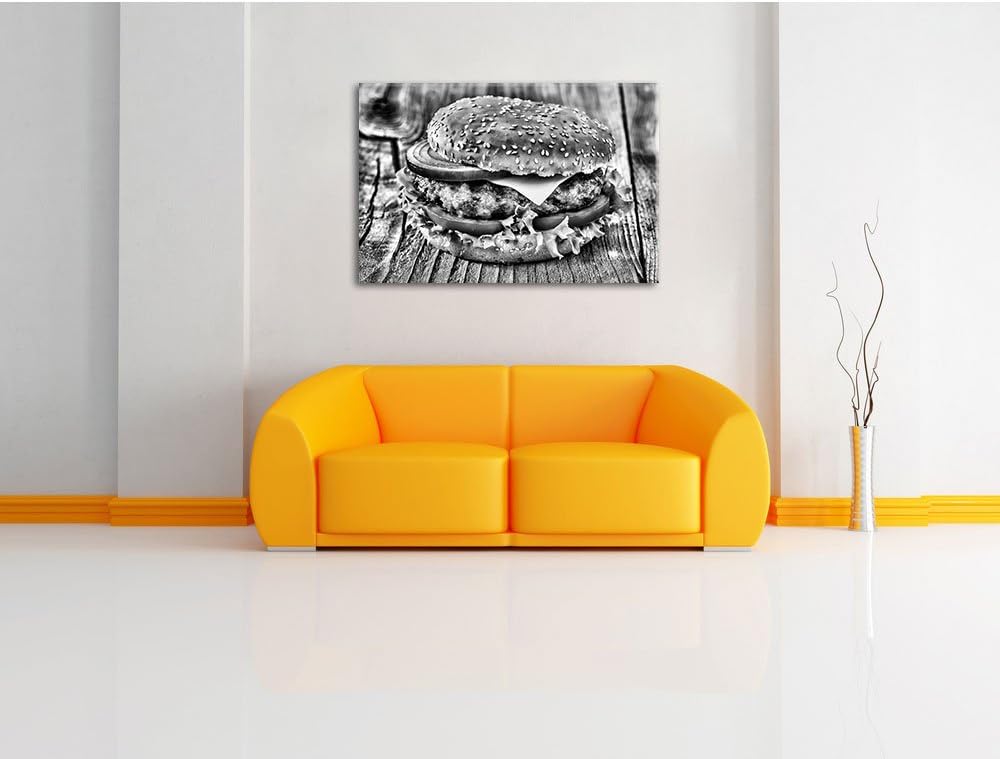 Pixxprint Leckerer Cheeseburger als Leinwandbild | Grösse: 100x70 | Wandbild| Kunstdruck | fertig be