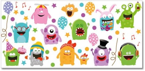 Wandkings Monster Wandsticker XL Set, 50 Aufkleber, Gesamtfläche 130 x 70 cm