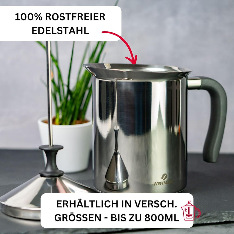 Westmark Milchaufschäumer, 800 ml, Brasilia Plus, Rostfreier Edelstahl, 24742260