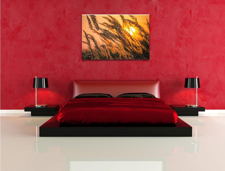 Pixxprint Schilf als Leinwandbild/Grösse: 100x70 / Wandbild/Kunstdruck/fertig bespannt, 100x70