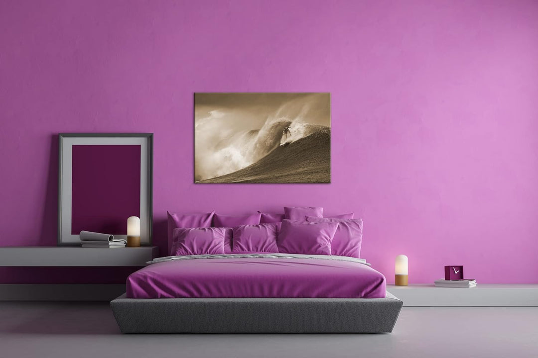 deyoli Surf Aktion Format: 60x40 cm Effekt: Sepia als Leinwandbild, Motiv fertig gerahmt auf Echthol