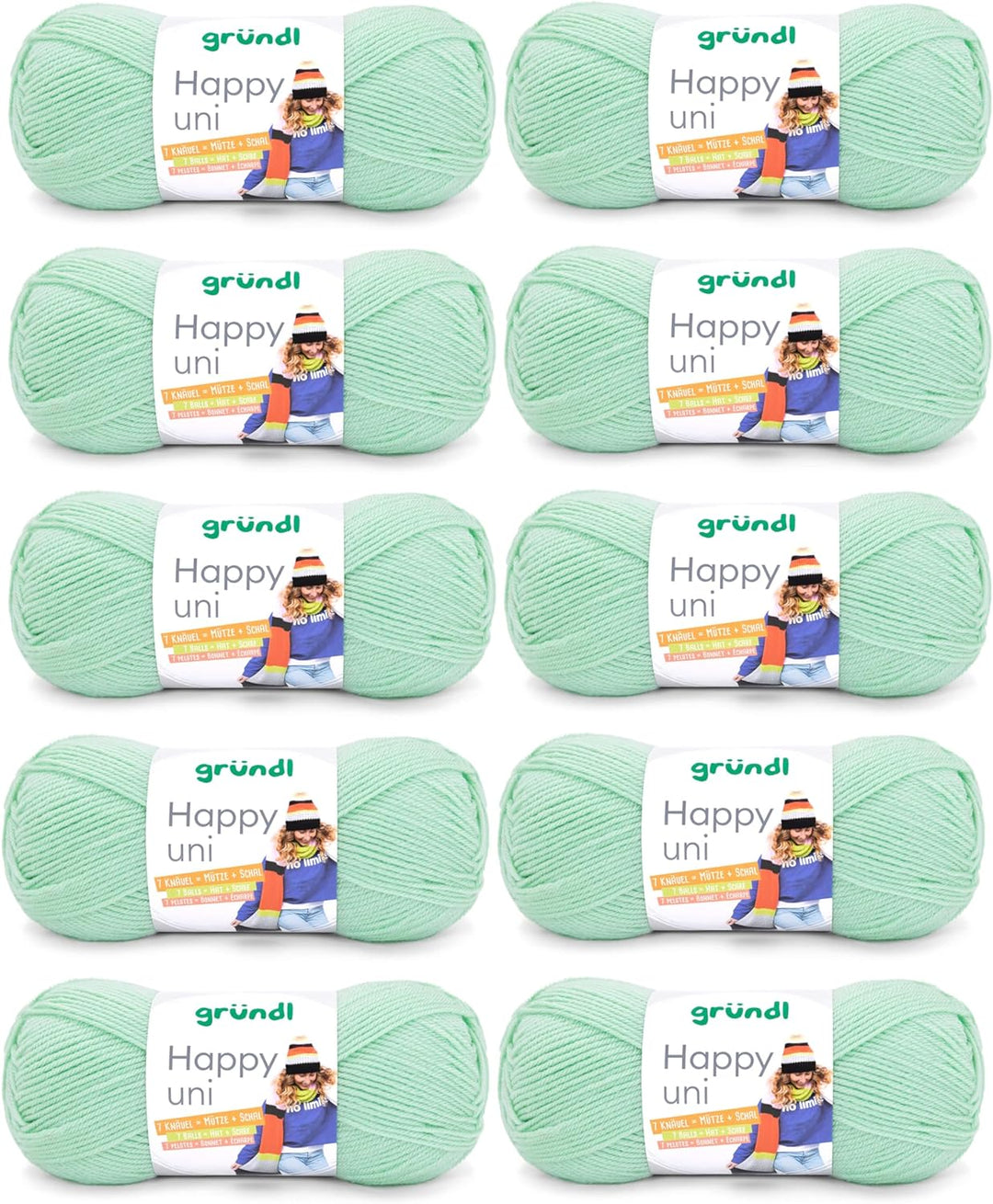 Gründl Happy uni (Strick- und Häkelgarn mit wollartigem Charakter aus 100% Polyacryl, Anti-Pilling,