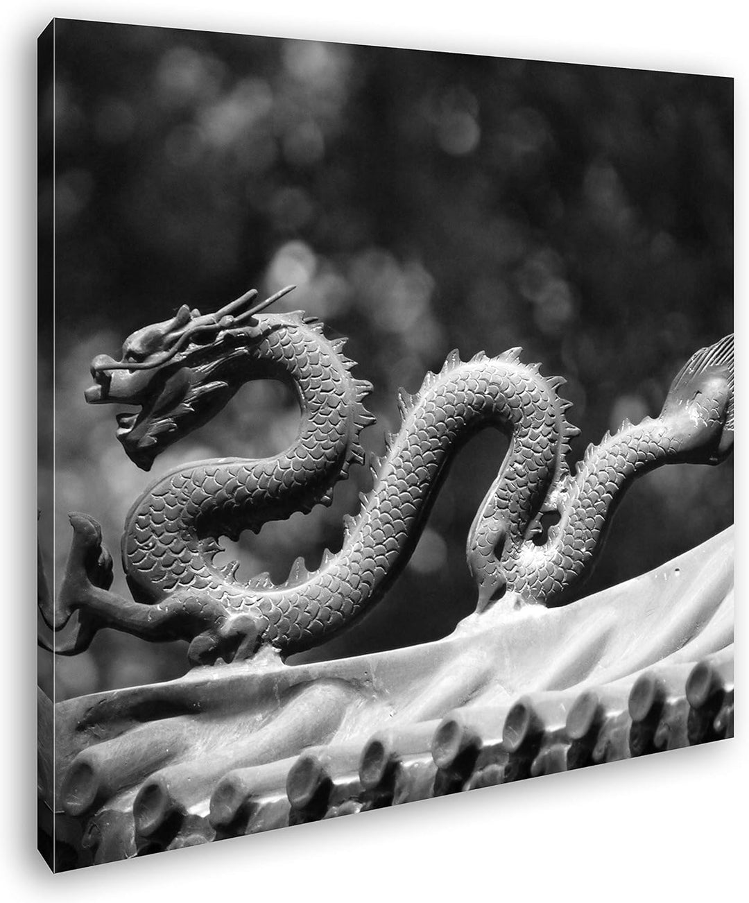 deyoli Drachenfigur Format: 60x60 Effekt: Schwarz&Weiss als Leinwandbild, Motiv fertig gerahmt auf E