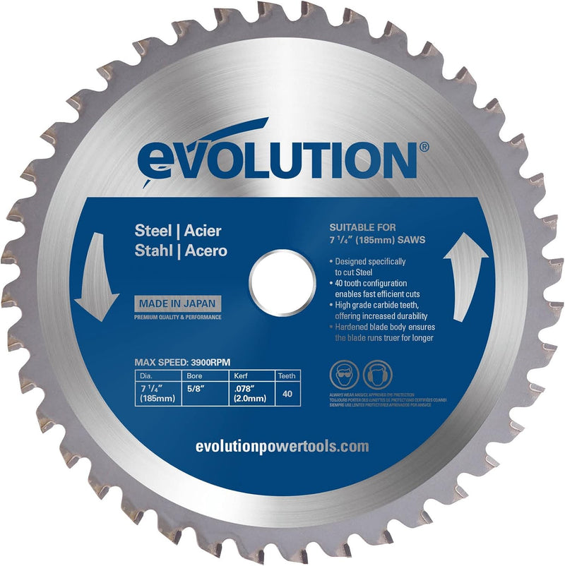 Evolution M185TCT-40CS - 185 mm Sägeblatt zum Schneiden von Baustahl - Metall-Sägeblatt mit 40 Zähne