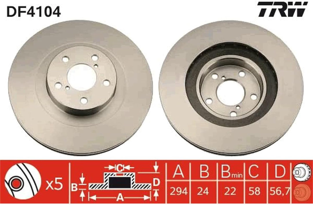 TRW DF4104 Bremsscheibe - (Paar)
