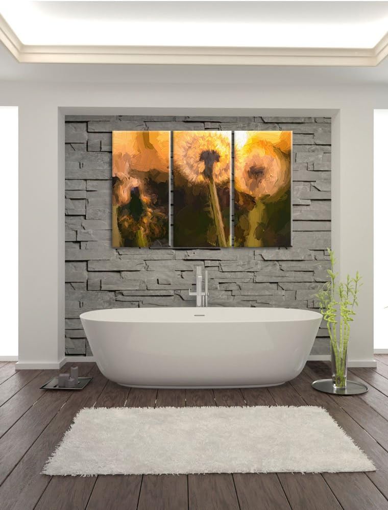 Pixxprint Pusteblume Pinsel Effekt 3-Teiler Leinwandbild 120x80 Bild auf Leinwand