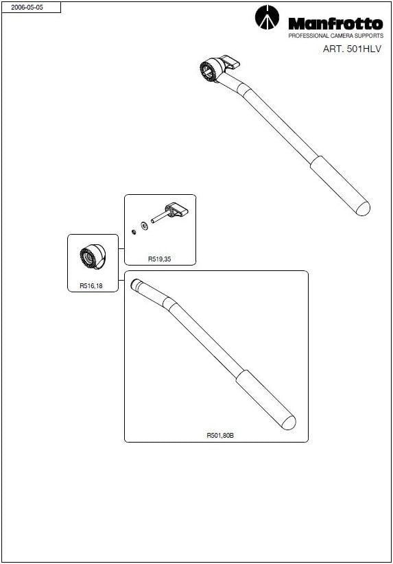Manfrotto Schwenkgriff für 501HDV, Für 501HDV