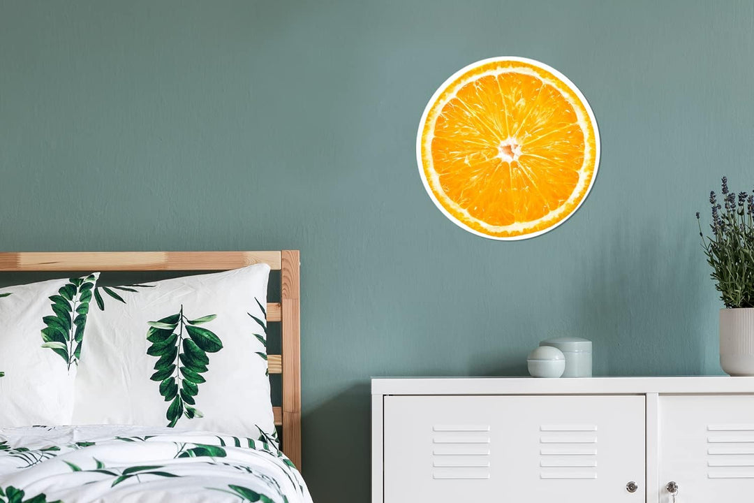 MuchoWow Wandbild Rund Wanddeko Deko Wohnzimmer Bilder 30x30 cm Orange - Obst - Weiss, 30x30 cm
