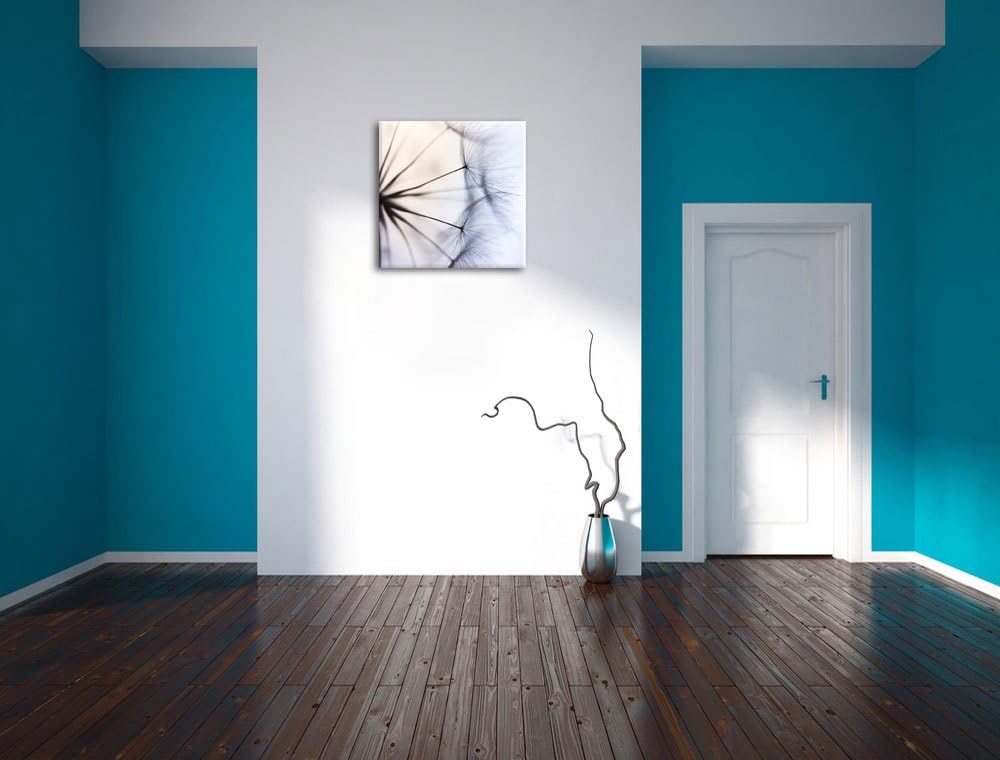 Weisse Pusteblumen, Format: 70x70 auf Leinwand, XXL riesige Bilder fertig gerahmt mit Keilrahmen, Ku