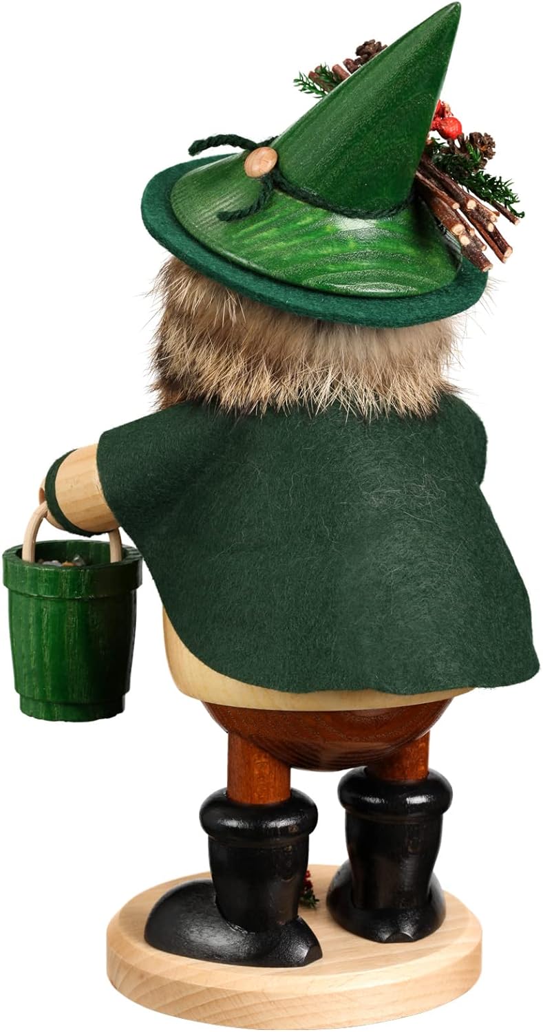 DWU Original Erzgebirgischer Räuchermann® Waldwichtel gross Erzsammler grün - inkl. Original Crotten