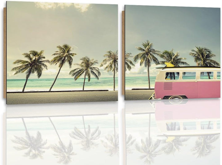 Feeby. Wandbilder - 2 Teile - 120x60 cm - quadratische Form Bilder Kunstdrucke Deko Panel MEER, STRA