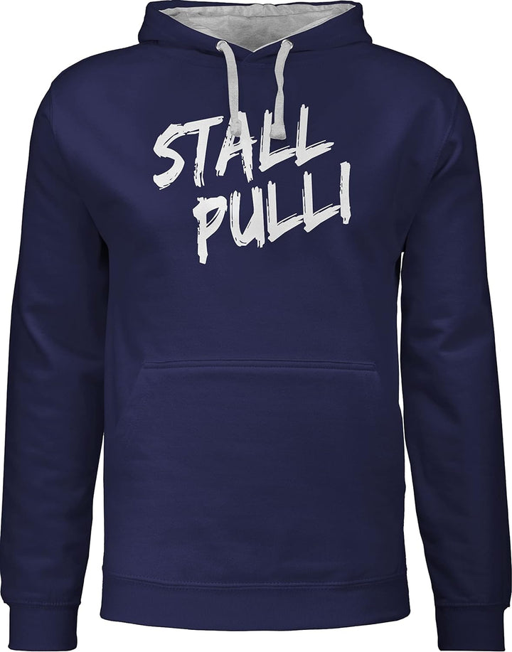 Pullover Herren Frauen Hoodie Kontrast zweifarbig - Pferde - Damen - Stallpulli Distressed Reiten -