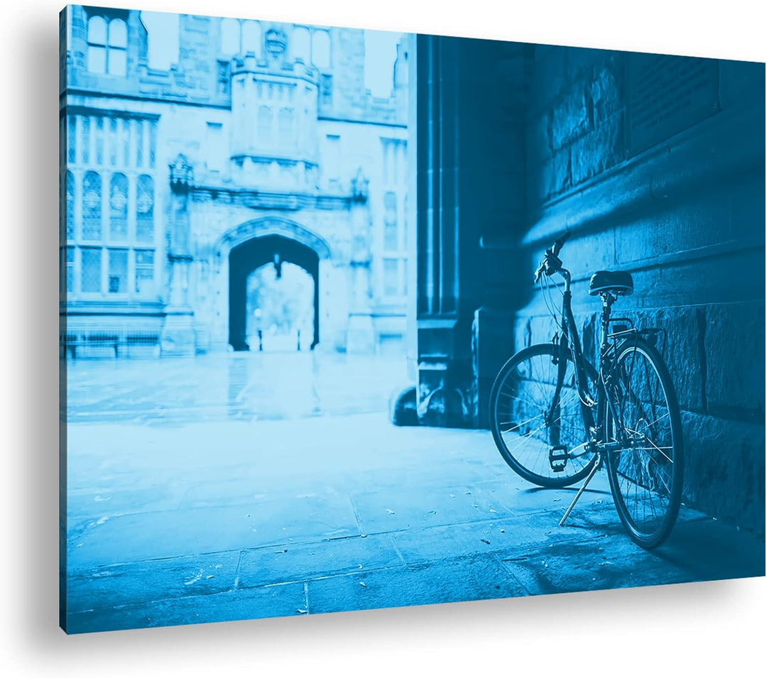 deyoli Fahrrad in einem alten Stadtviertel Format 80x60 Effekt: Monocrome Blau als Leinwandbild, Mot
