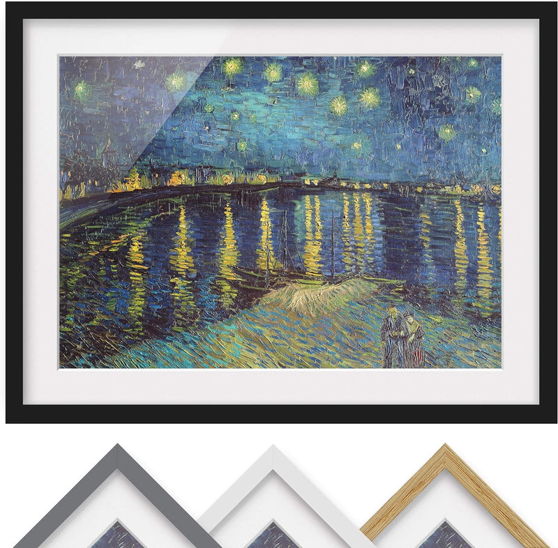 Bild gerahmt - V. Van Gogh - Sternennacht über der Rhône - Farbe Schwarz 40x55cm 40cm x 55cm Schwarz