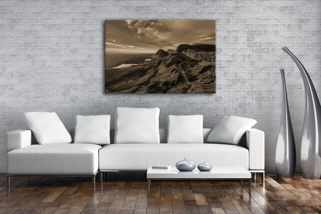 deyoli himmlische Landschaft in Schottland Format: 80x60 Effekt: Sepia als Leinwand, Motiv fertig ge