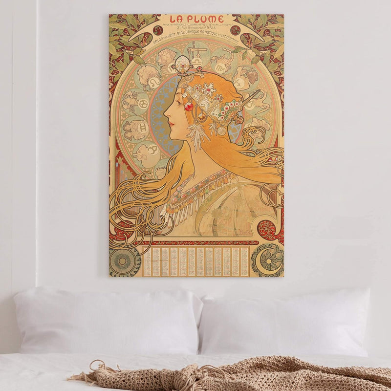 Bilderwelten Leinwandbild - Alfons Mucha - Sternkreiszeichen - Hochformat, 90 x 60 cm 90cm x 60cm, 9