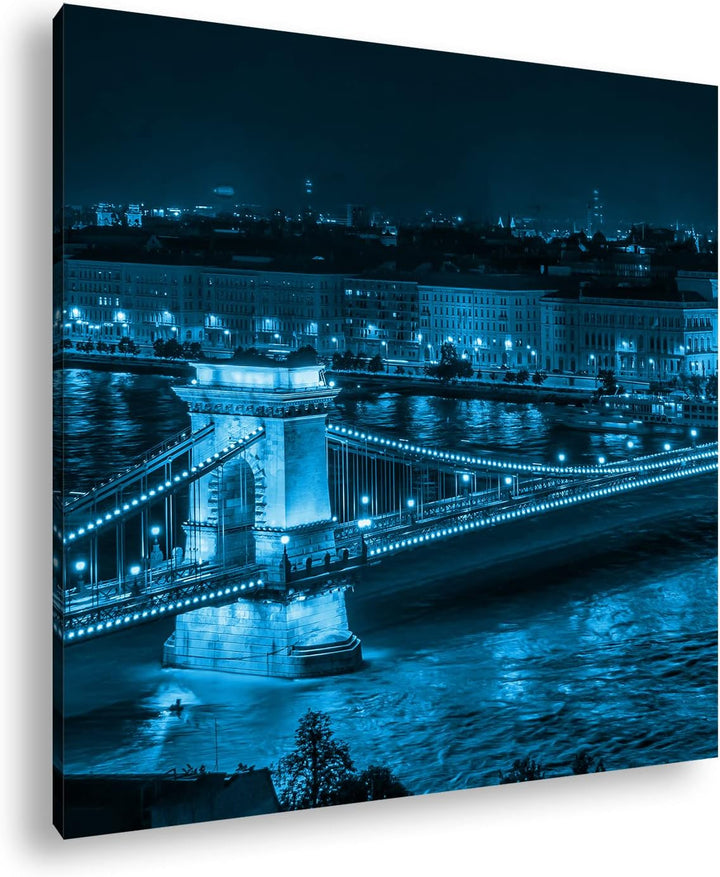 deyoli Kettenbrücke im schönen Budapest Format: 60x60 Effekt: Monocrome Blau als Leinwandbild, Motiv