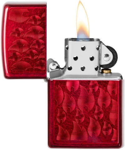 Zippo 29824 Sturmfeuerzeug mit Eisflammen-Design, Unisex, Rot, Rot