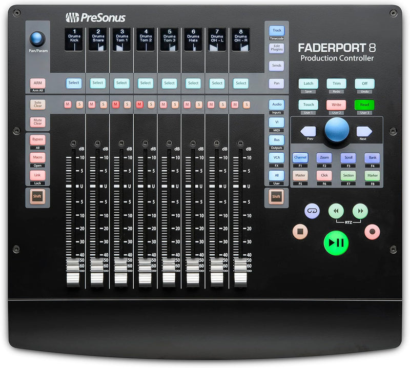 PreSonus FaderPort 8, 8-Fader DAW Mix Production Controller, mit Softwarepaket 8 Faders DAW-Controll