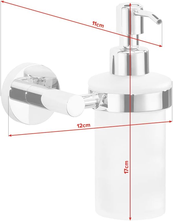 tesa EXXCELLENT Seifenspender-Set, Milchglas und verchromtes Metall - Flüssigseifenspender zur Wandb