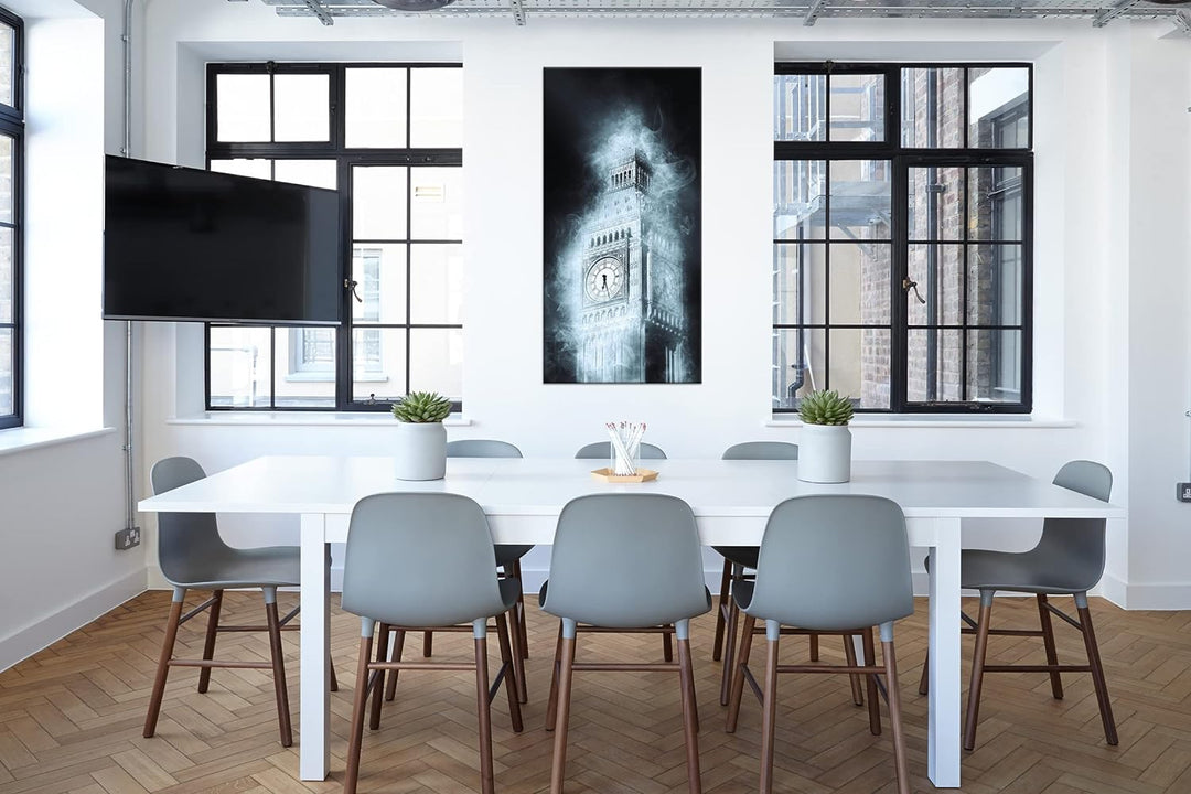 künstlerischer Big Bang in London Panorama 80x40 cm als Leinwandbild, Motiv fertig gerahmt auf Echth