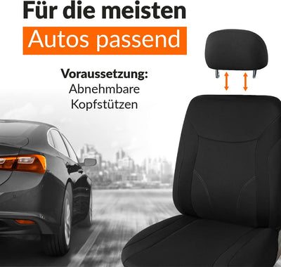 Upgrade4cars Auto-Sitzbezüge Vordersitze Schwarz | Auto-Sitzschoner Set Universal für Fahrersitz & B