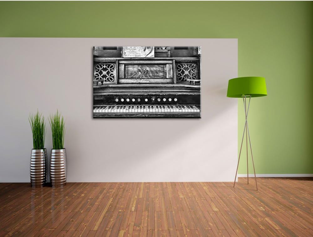Pixxprint altes Klavier schwarz-Weiss als Leinwandbild/Grösse: 100x70 / Wandbild/Kunstdruck/fertig b