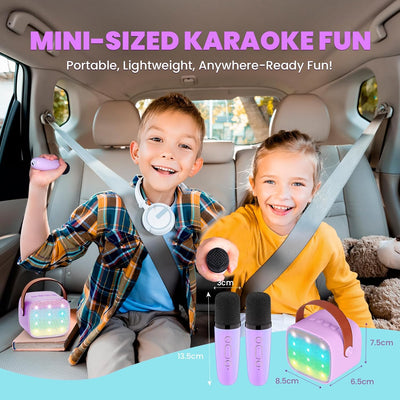 Wowstar Karaoke Maschine mit 2 Drahtlosen Mikrofonen, Tragbares Bluetooth Karaoke Maschine für Kinde