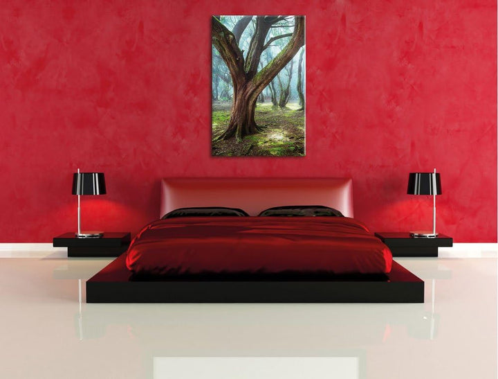 Pixxprint Wald, Format: 100x70 auf Leinwand, XXL riesige Bilder fertig gerahmt mit Keilrahmen, Kunst