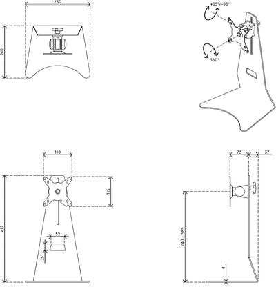 Dataflex Addit Monitor Stand 500 Weiss, höhenverstellbarer Monitorständer, Bildschirmerhöhung, für 1