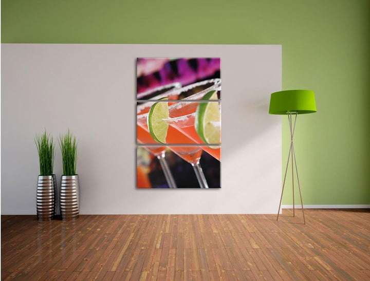 Pixxprint Singapur Sling Cocktails als Leinwandbild/Grösse: 3 Teilig (120x80) cm/Wandbild/Kunstdruck