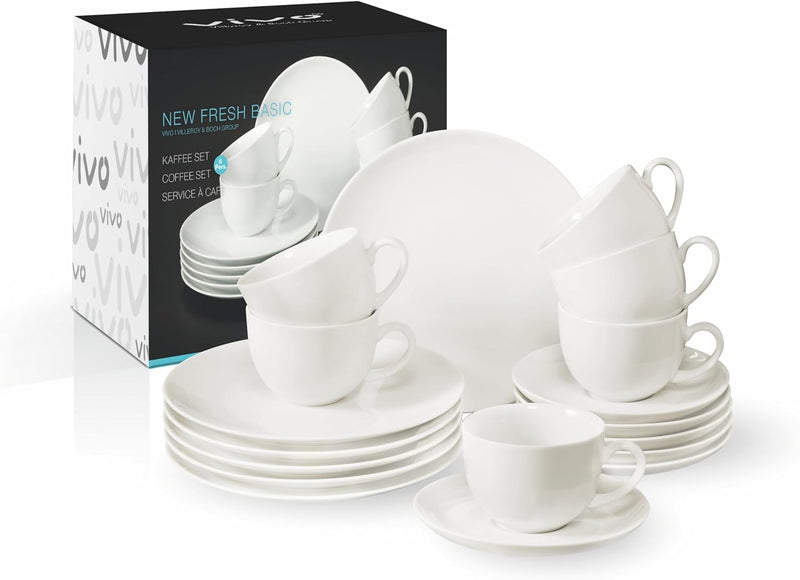 vivo by Villeroy & Boch – New Fresh Basic Kaffee-Set, 18 teilig, für bis zu 6 Personen, Hartporzella