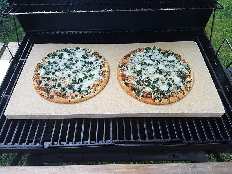 Pizzastein Brotbackstein Backofenplatte versch. Formate mit Holzschieber für Backofen, Grill & Smock