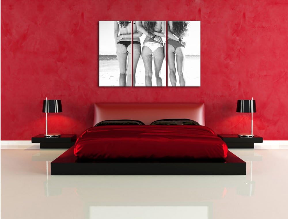 Pixxprint Mädchen in Bikinis als Leinwandbild/Grösse: 3 Teilig (120x80) / Wandbild/Kunstdruck/fertig