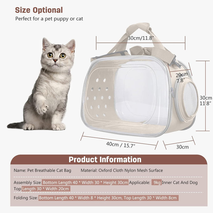 PETCUTE Transportbox für Hunde und Katzen,Faltbar und Waschbar,Hundetasche Tragetasche für Katze Kle