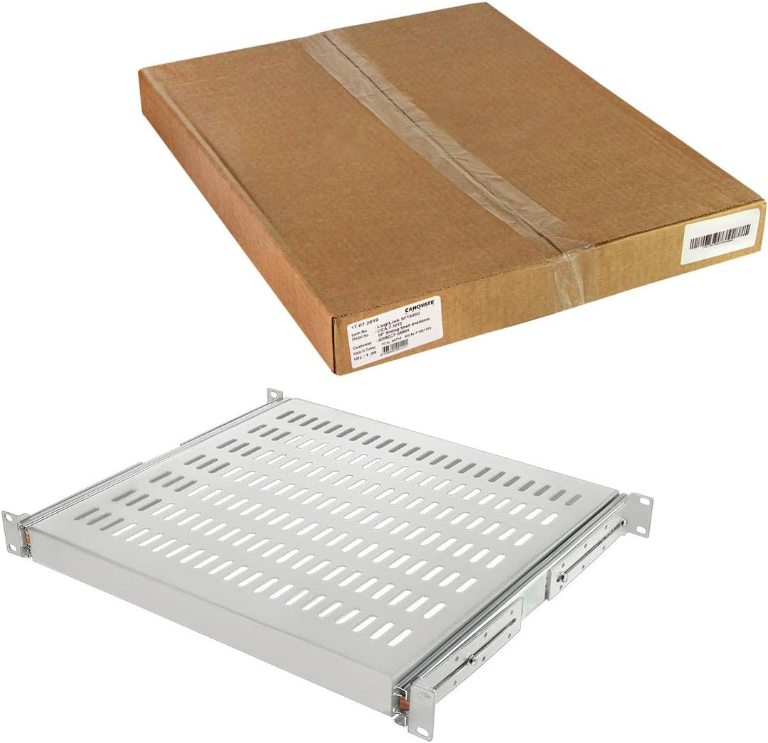LogiLink SF1S65G - Ausziehbarer Fachboden (1 HE) für Stand-, Serverschränke mit 800mm Tiefe, 35kg Tr