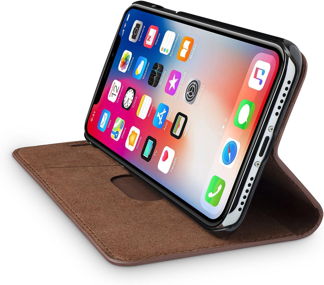 WIIUKA Echt Ledertasche - TRAVEL Nature - für Apple iPhone XS MAX - DEUTSCHES Leder - Braun, kabello